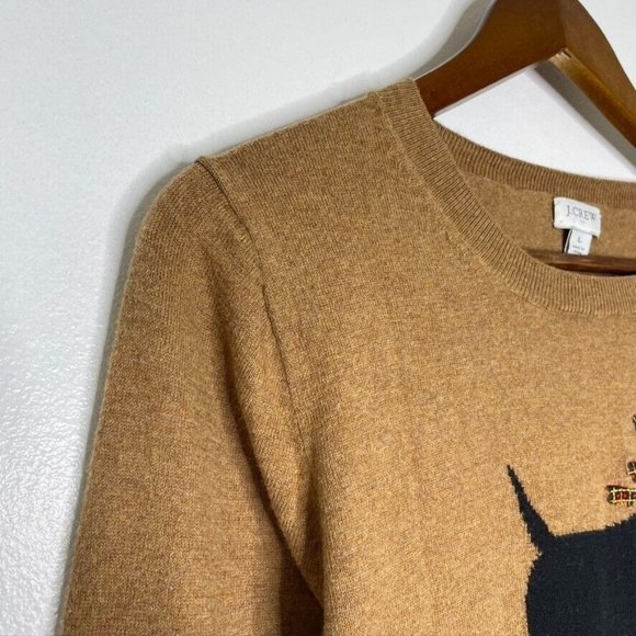 J Crew Brown Scottish Terrier Dog Graphic Sweater Size Large Women’s - Picture 4 of 10